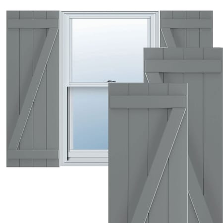 True Fit PVC Four Board Joined Board-n-Batten Shutters W/Z-Bar, Ocean Swell , 21 1/2W X 78H